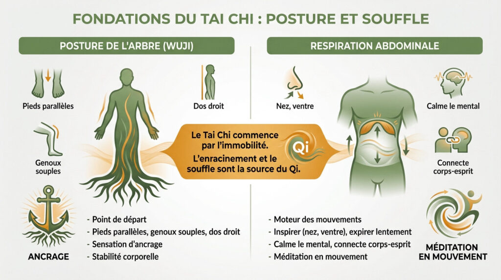 infographie fondations du tai chi posture et souffle